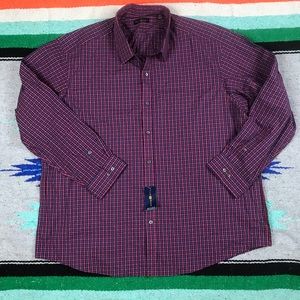 NEW Club Room Regular Fit  Plaid Shirt Sz 18 34/35